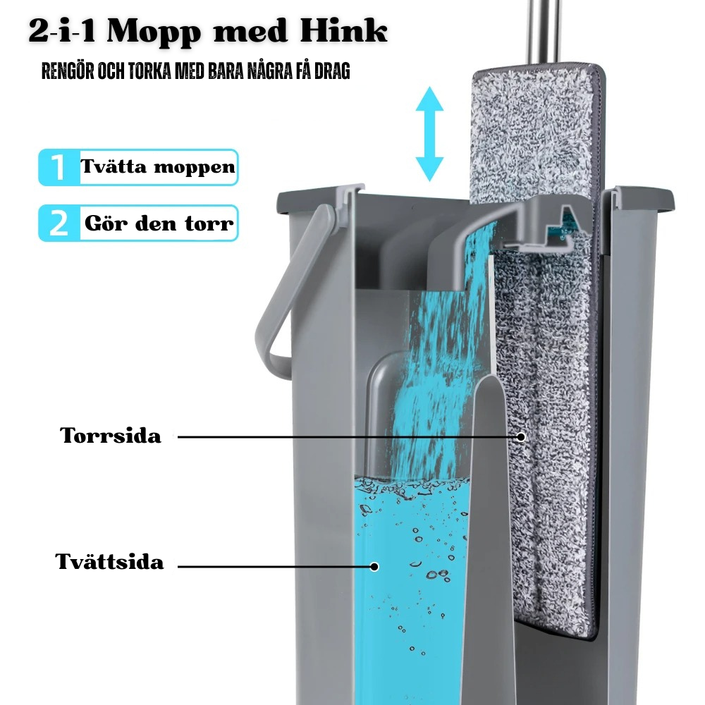 2-i-1 Mopp med Hink
