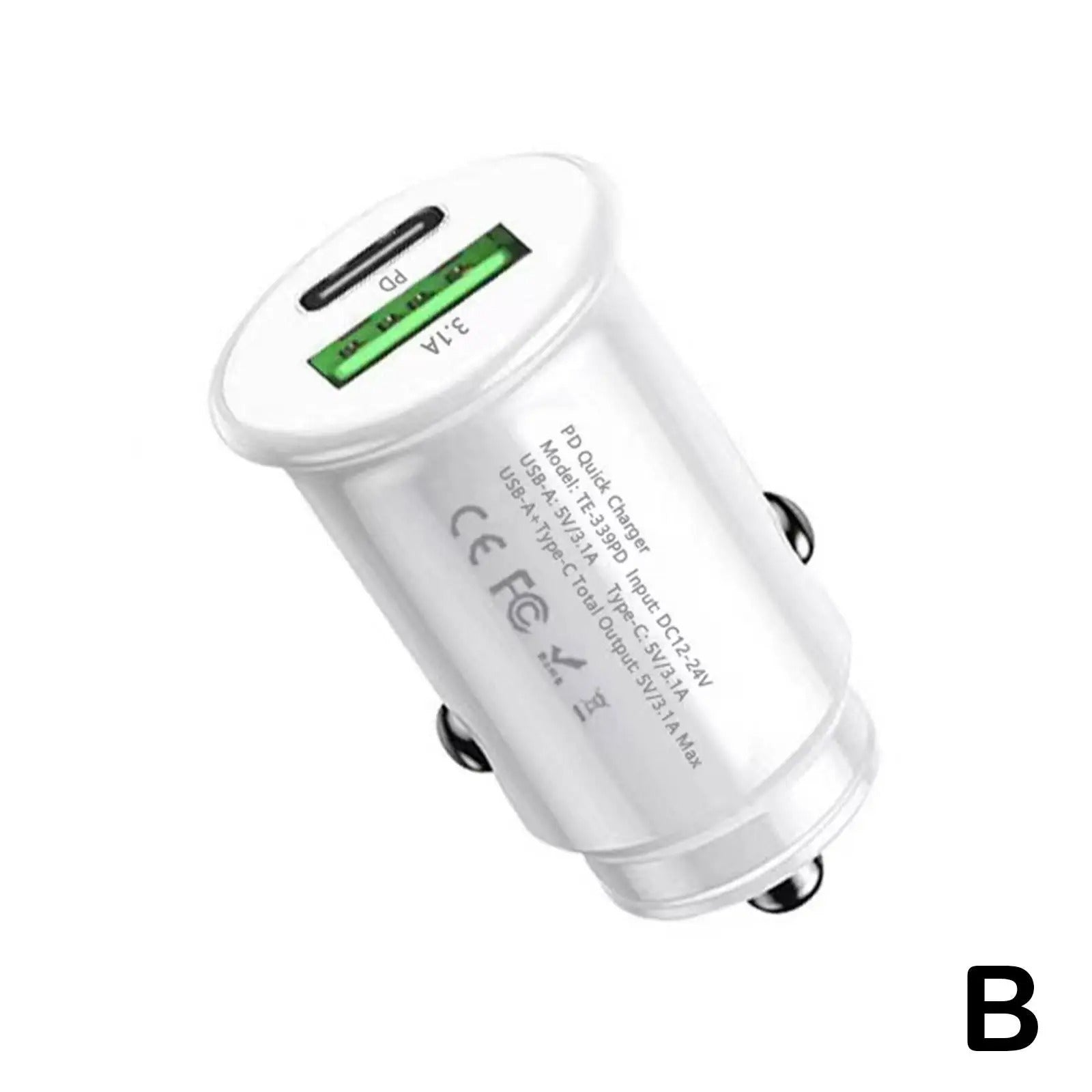 Billaddare med USB-A och USB-C Fast Charger